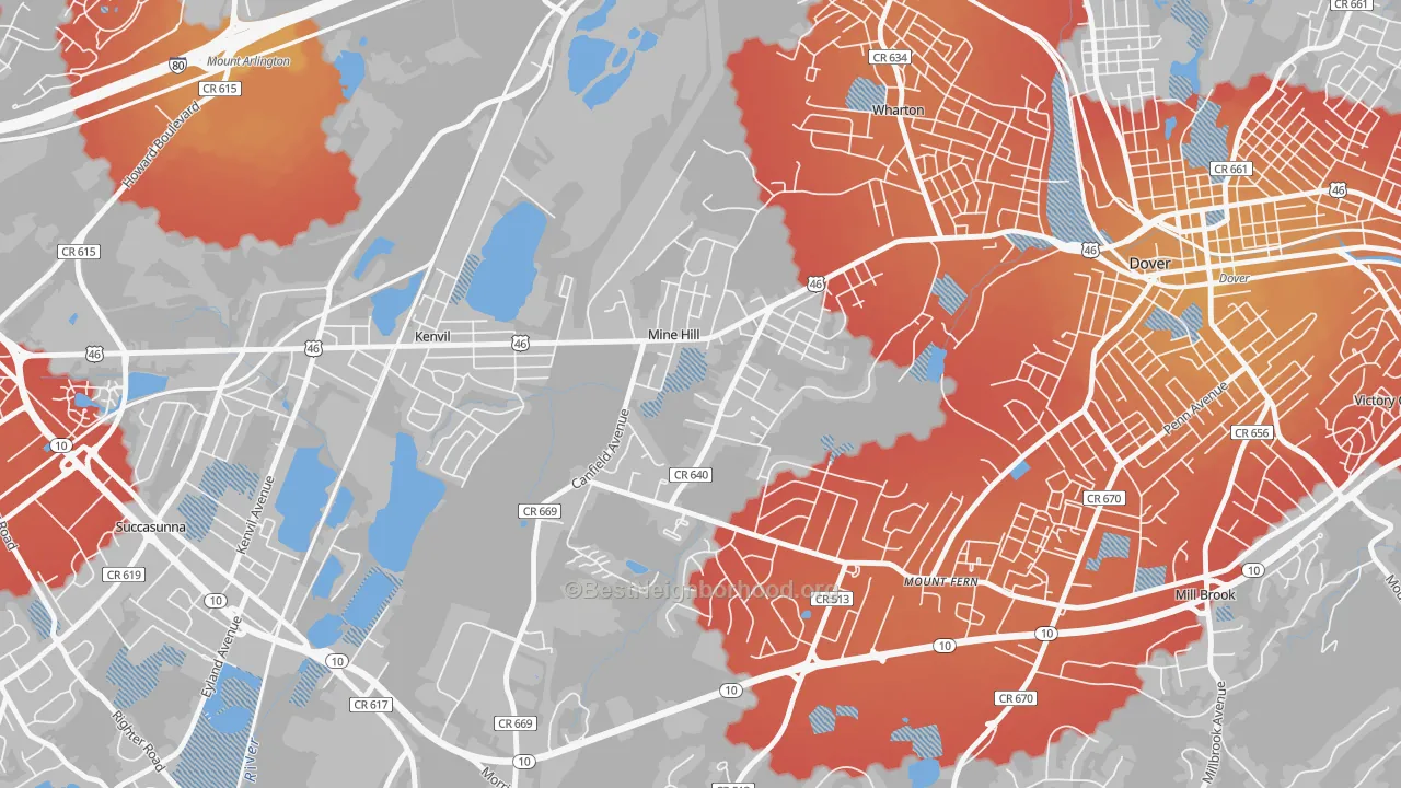 Transit Grade map of 07803, NJ
