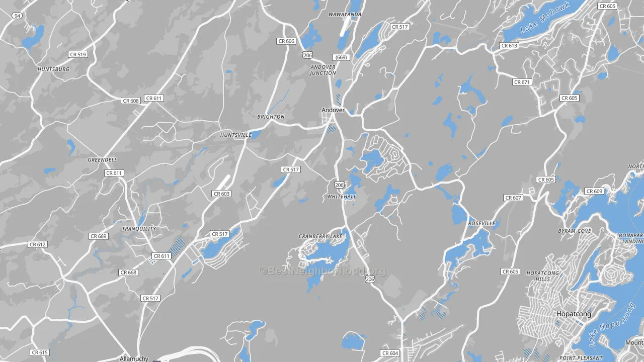 Transit Grade map of 07821, NJ