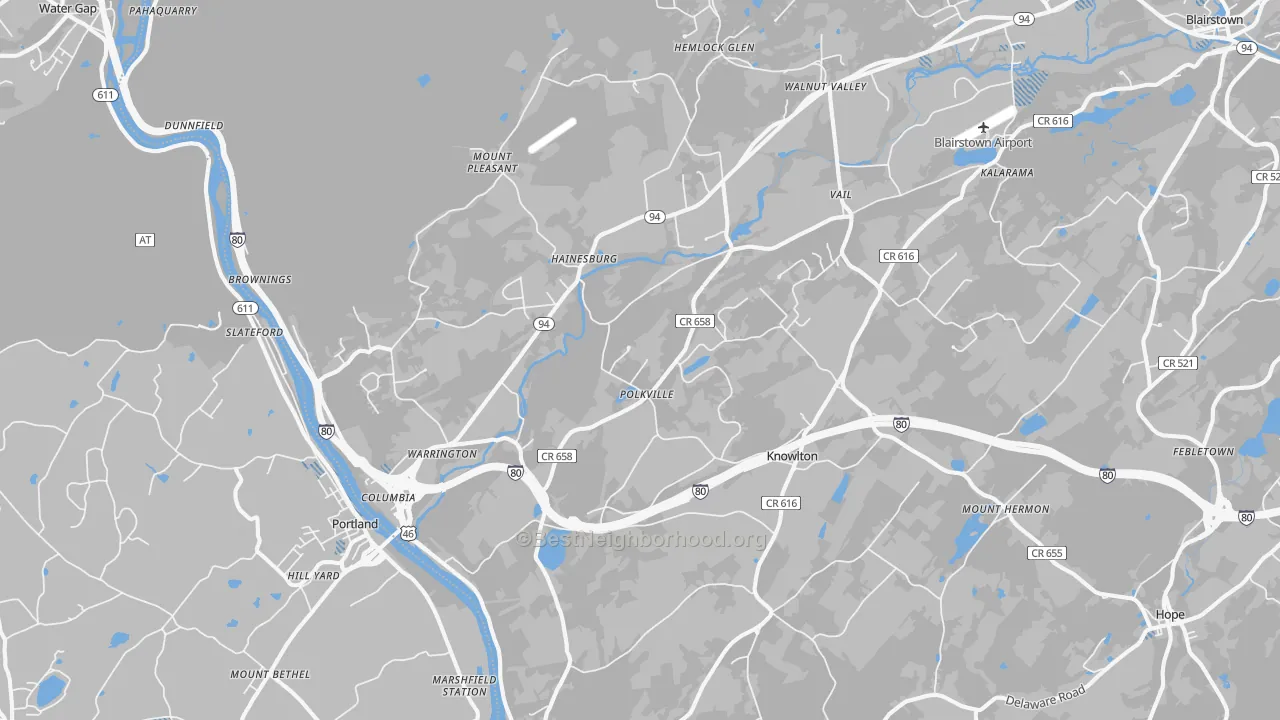 Transit Grade map of 07832, NJ
