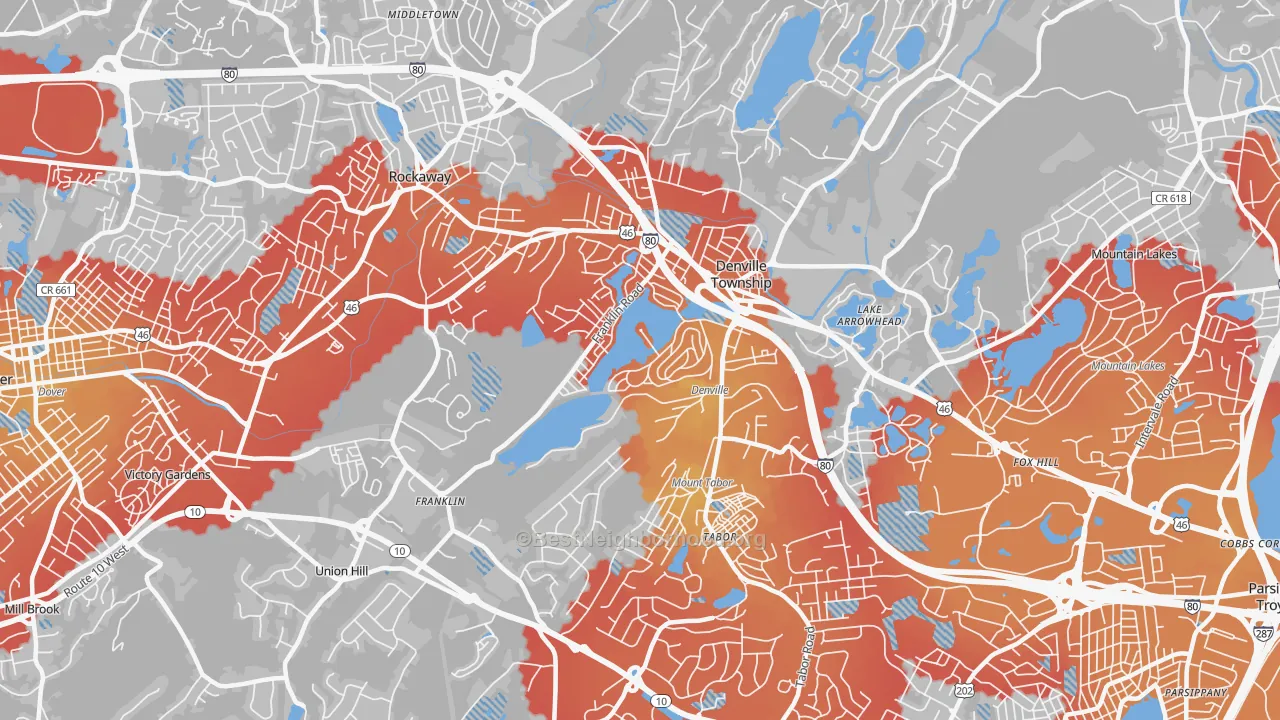 Transit Grade map of 07834, NJ