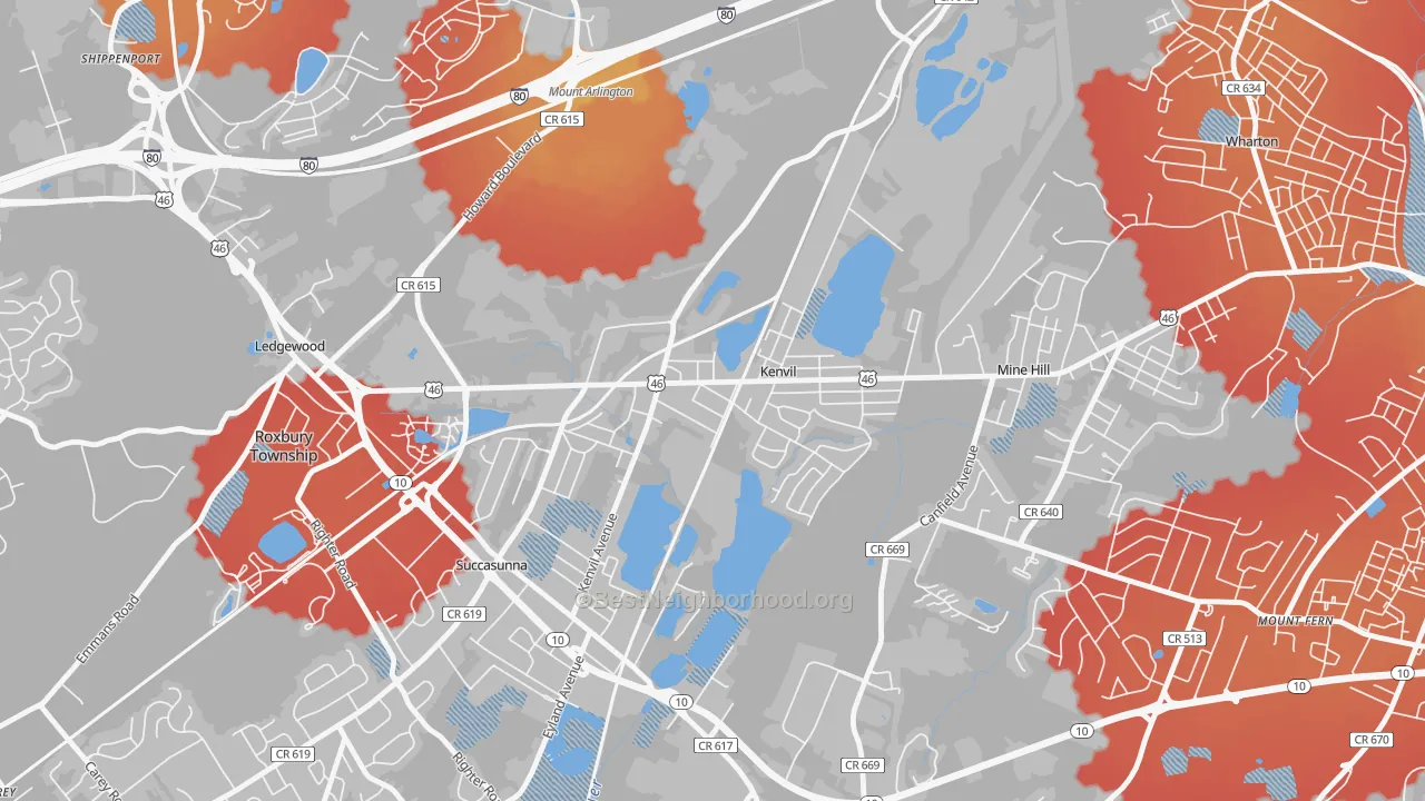 Transit Grade map of 07847, NJ