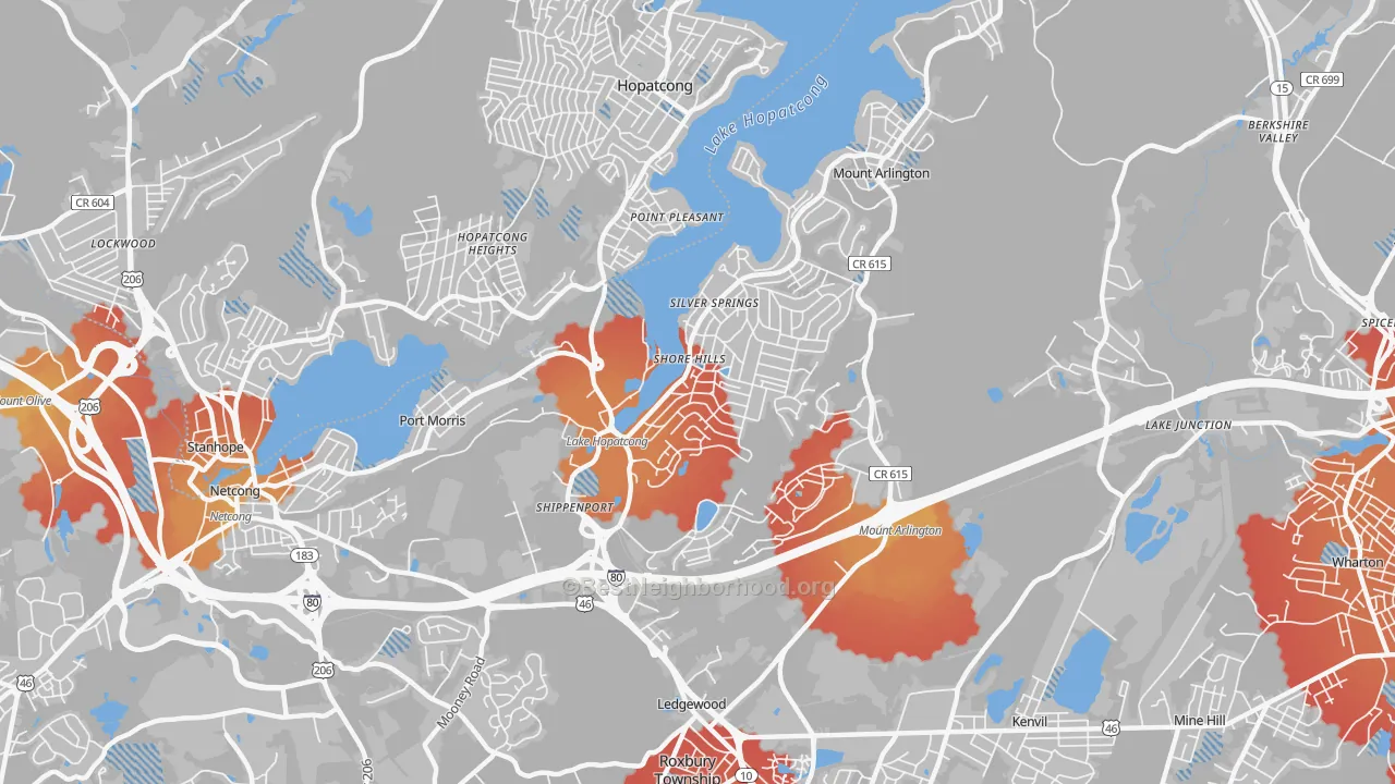 Transit Grade map of 07850, NJ