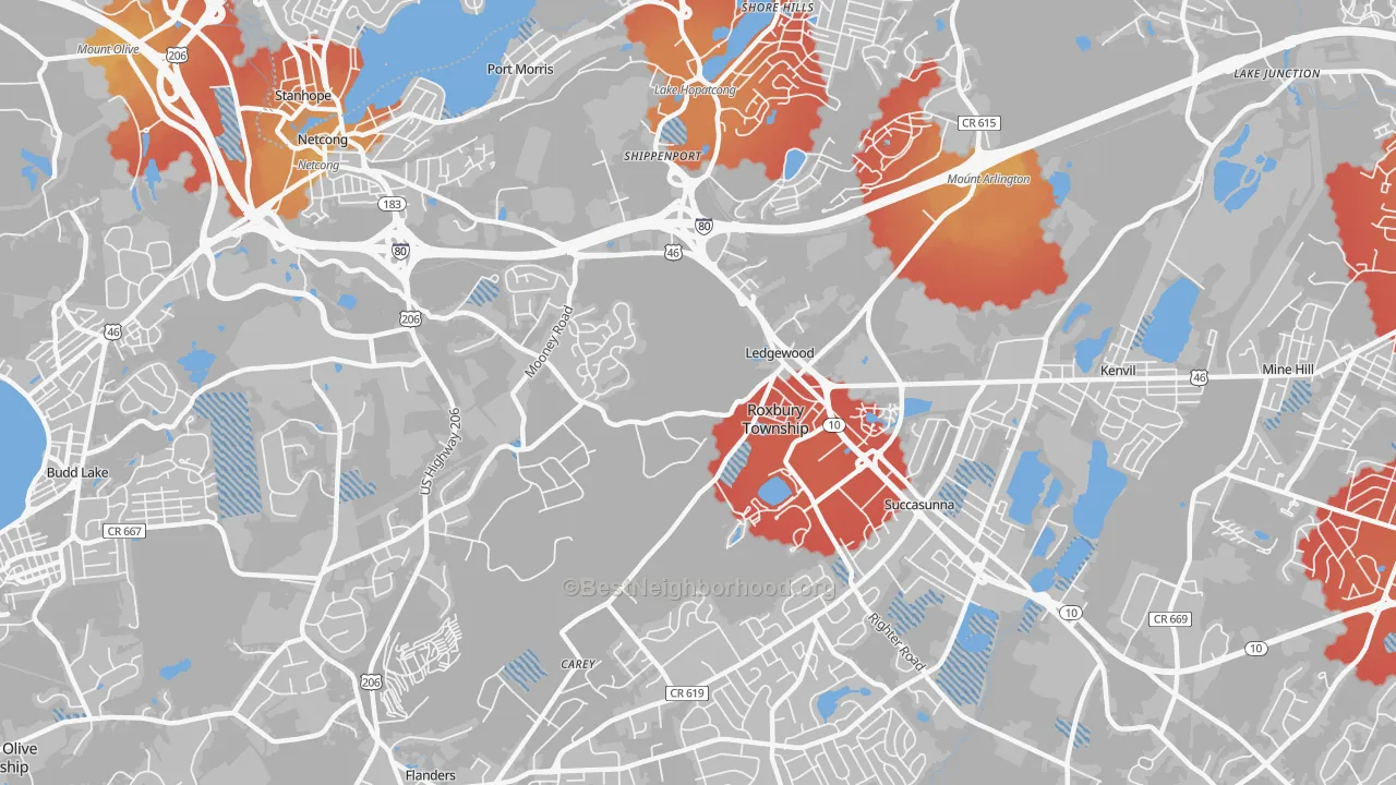 Transit Grade map of 07852, NJ