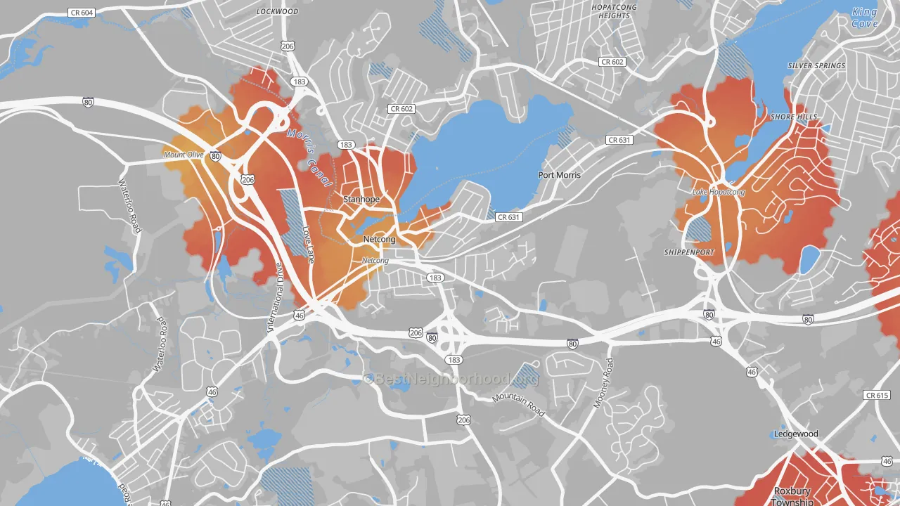 Transit Grade map of 07857, NJ