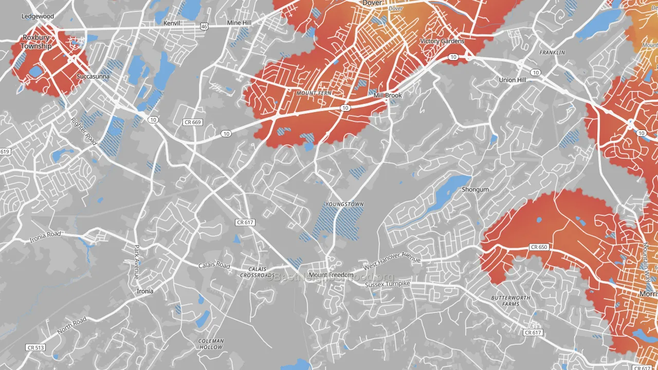 Transit Grade map of 07869, NJ