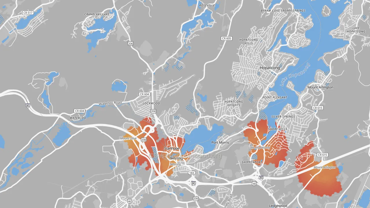 Transit Grade map of 07874, NJ