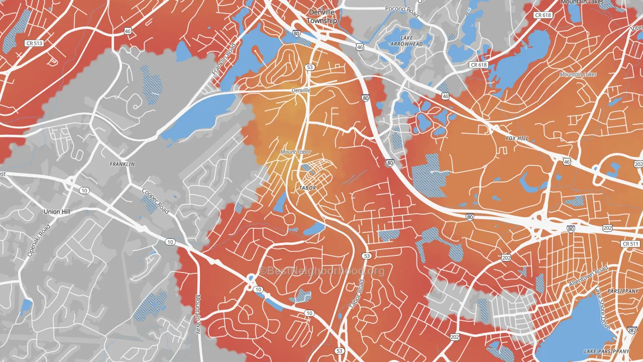 Transit Grade map of 07878, NJ