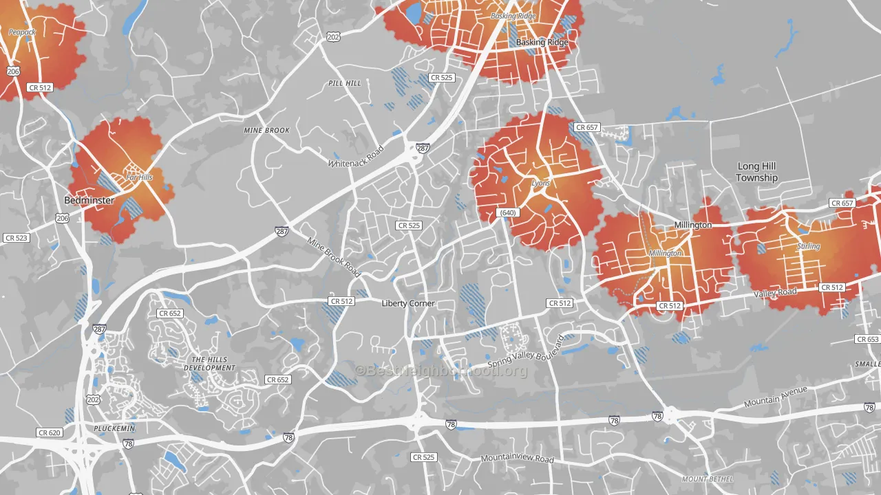 Transit Grade map of 07920, NJ