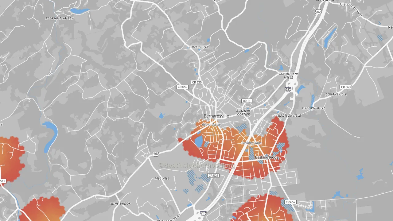 Transit Grade map of 07924, NJ