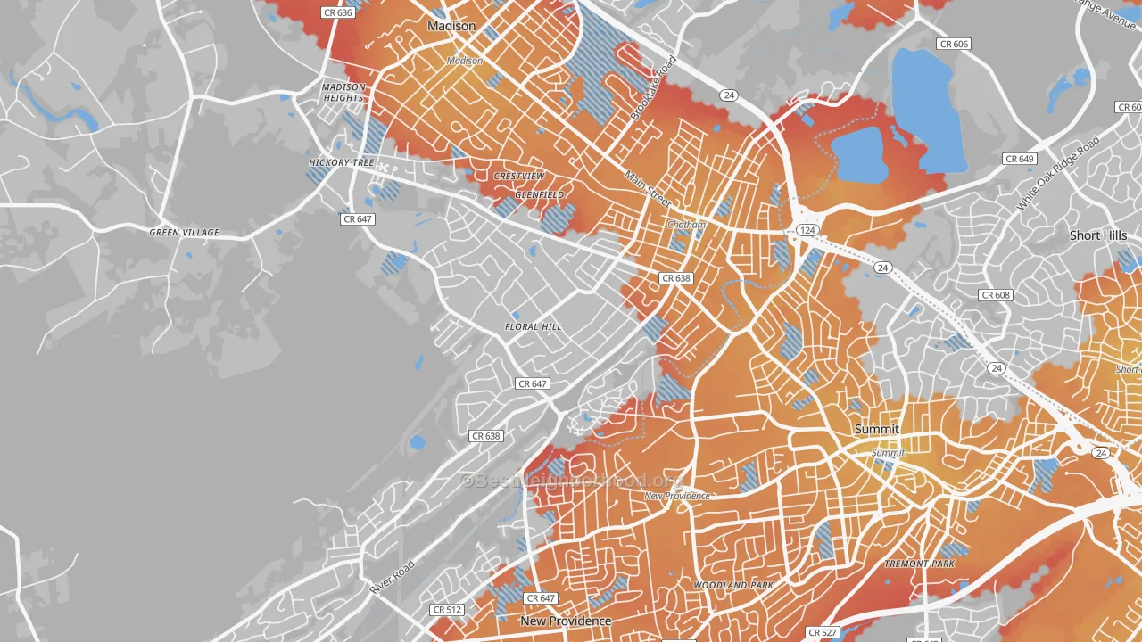Transit Grade map of 07928, NJ