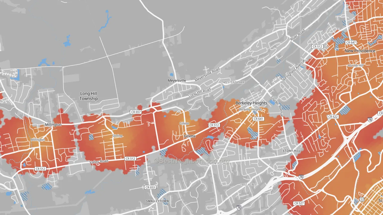 Transit Grade map of 07933, NJ