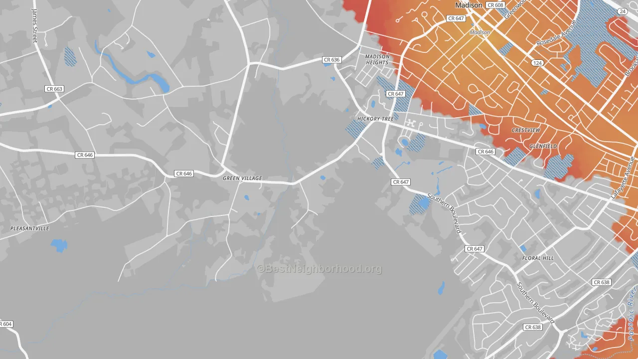 Transit Grade map of 07935, NJ