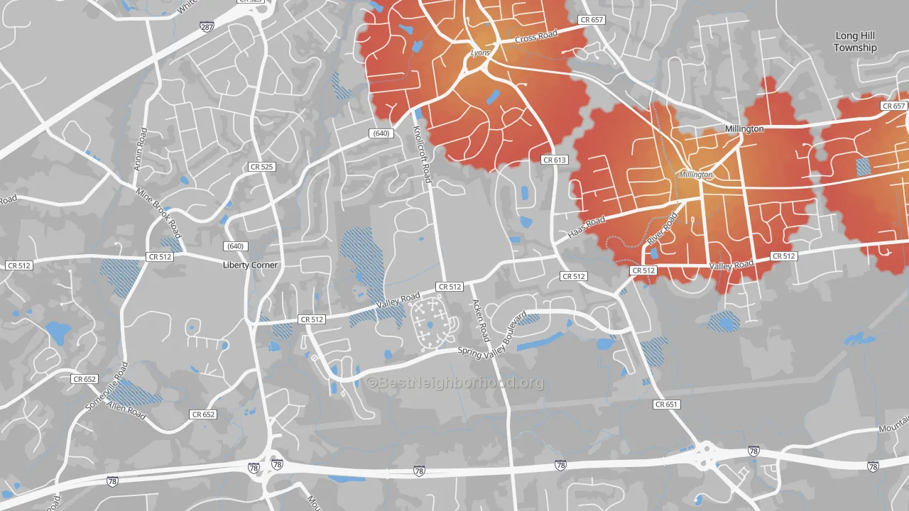 Transit Grade map of 07939, NJ