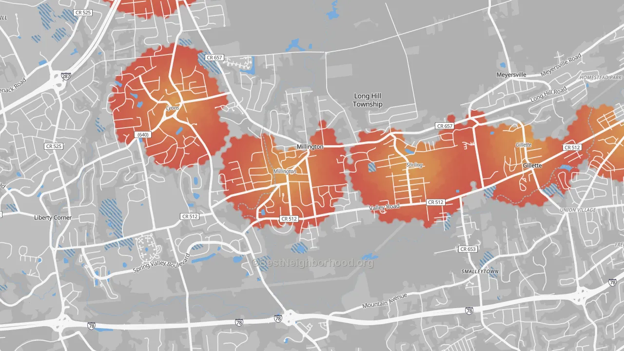 Transit Grade map of 07946, NJ