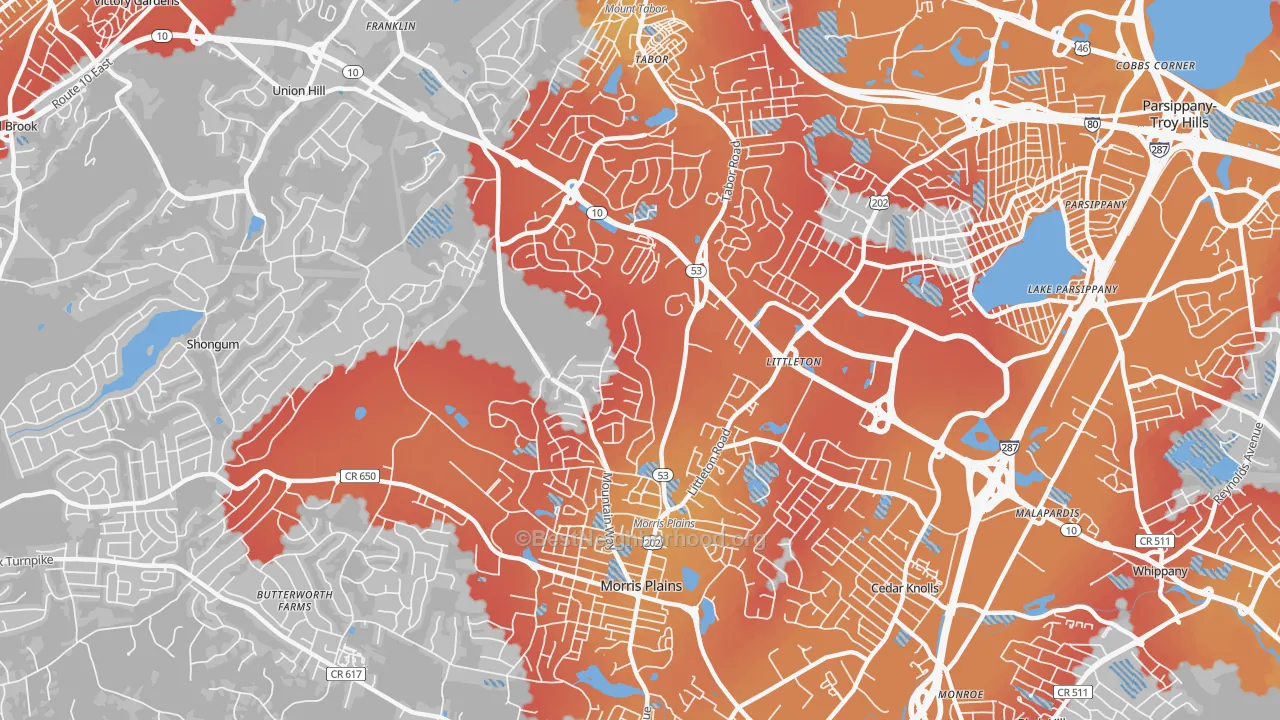 Transit Grade map of 07950, NJ