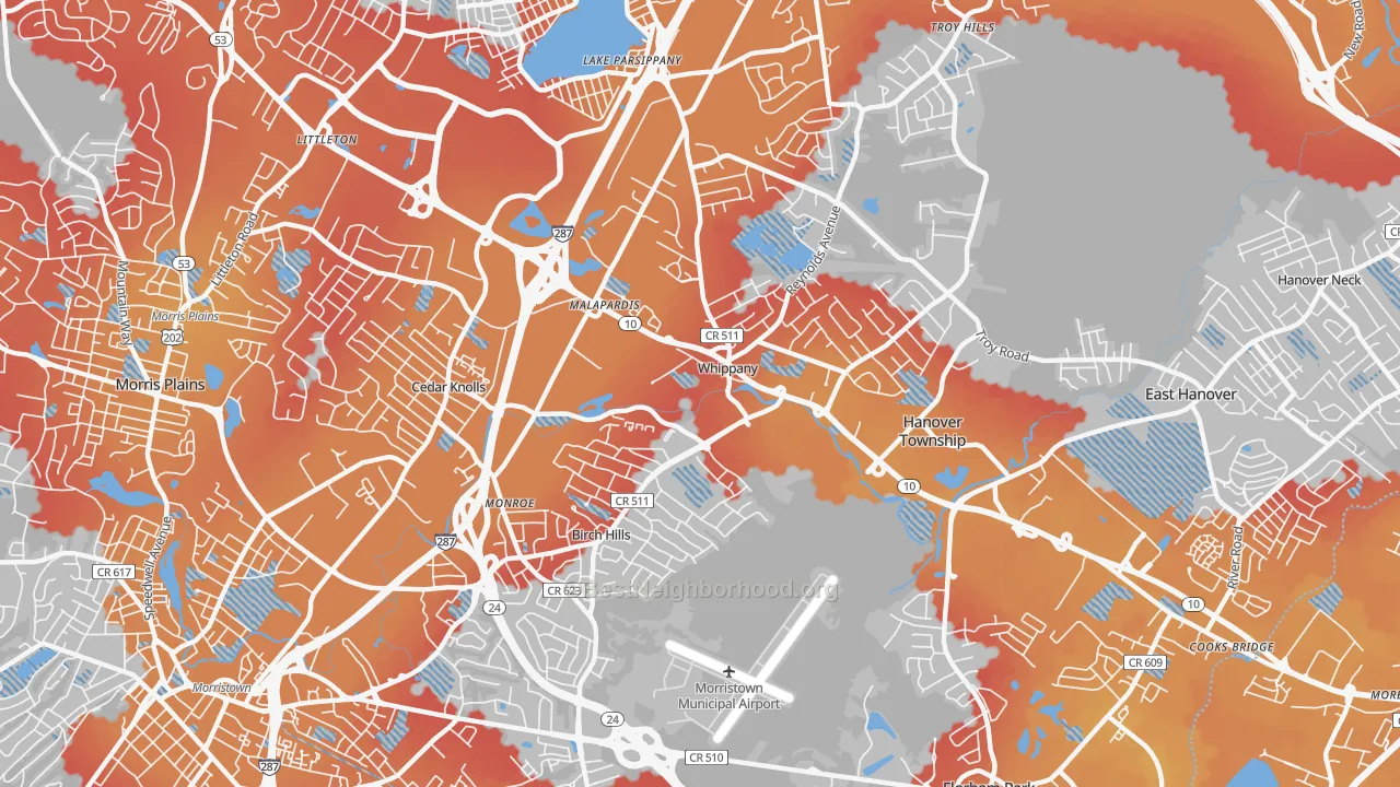 Transit Grade map of 07981, NJ