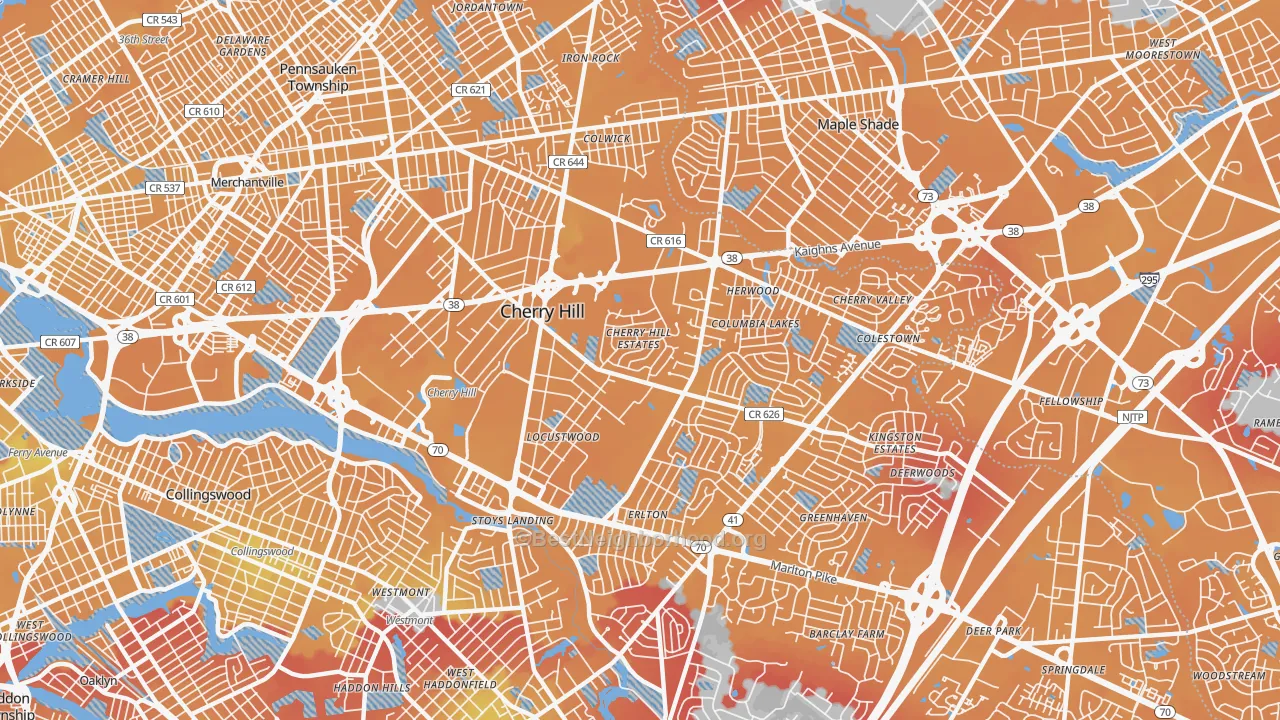 Transit Grade map of 08002, NJ