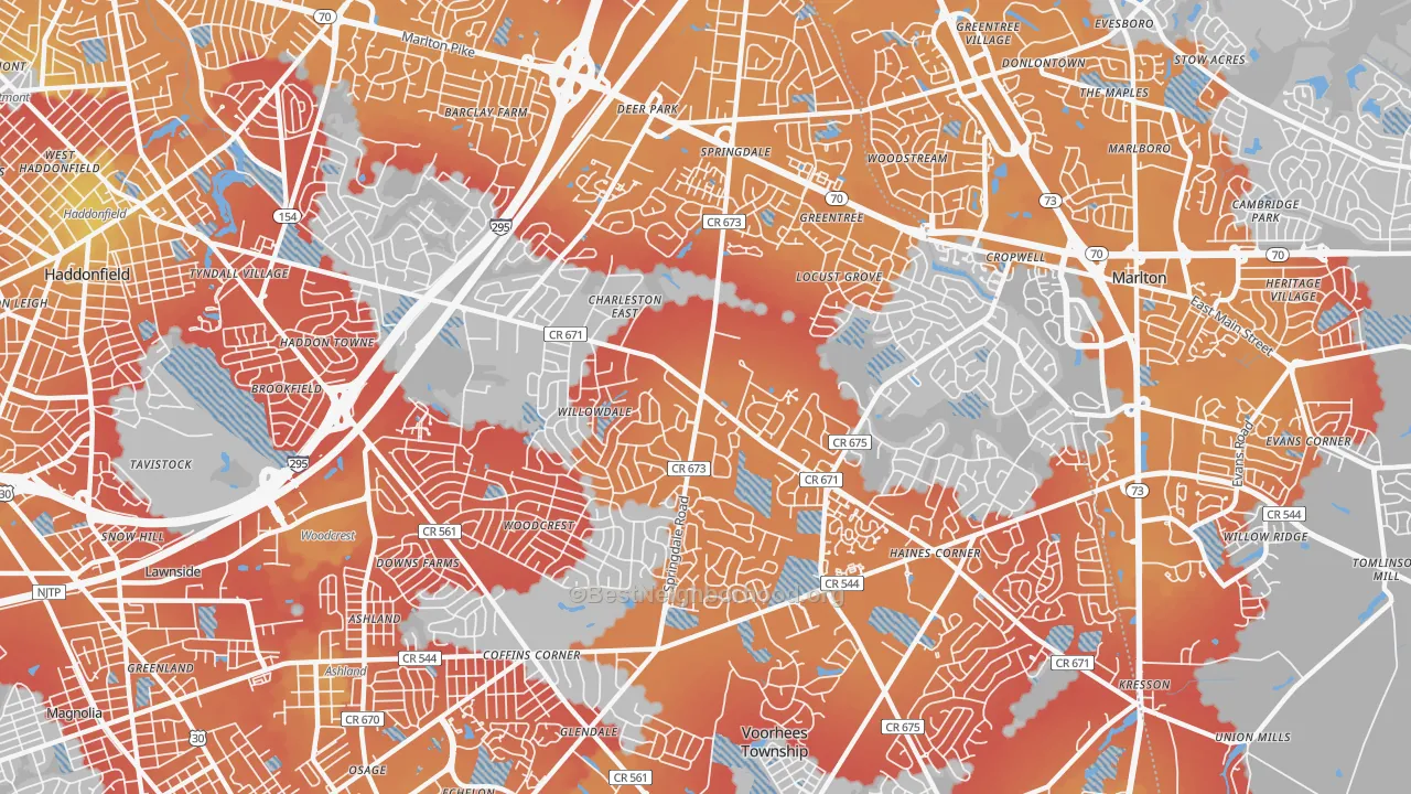Transit Grade map of 08003, NJ