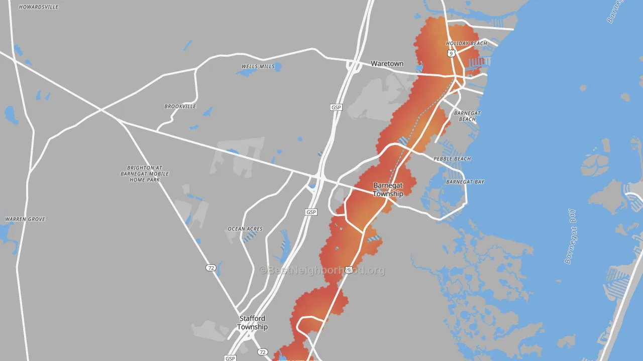 Transit Grade map of 08005, NJ