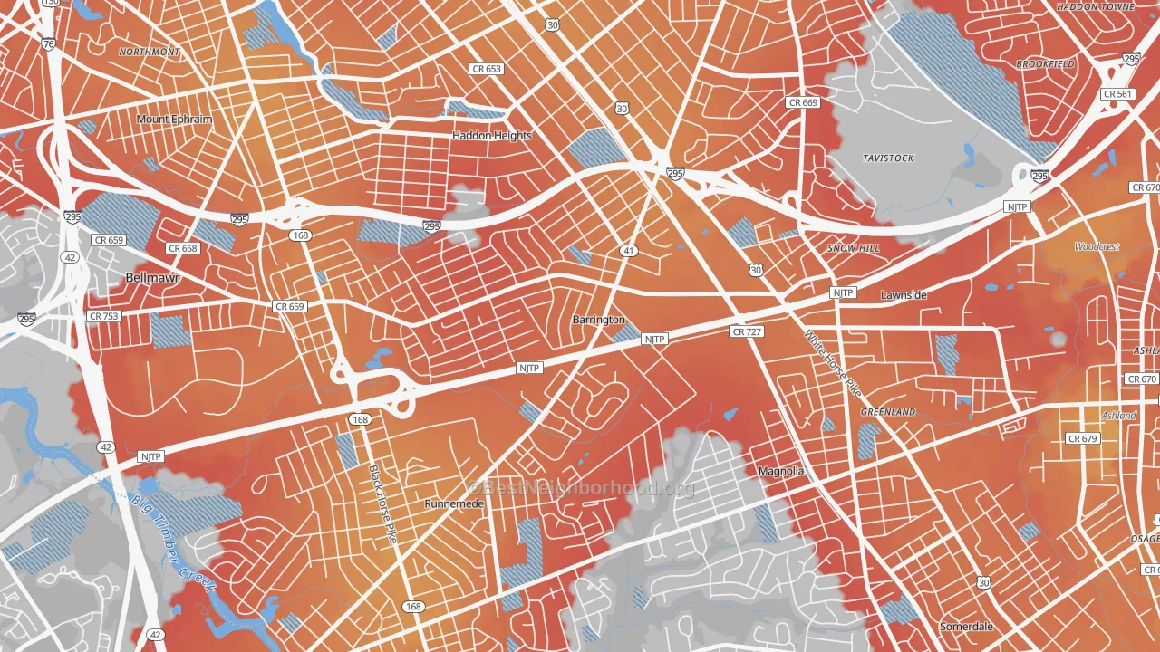 Transit Grade map of 08007, NJ