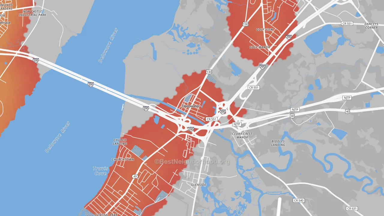 Transit Grade map of 08023, NJ