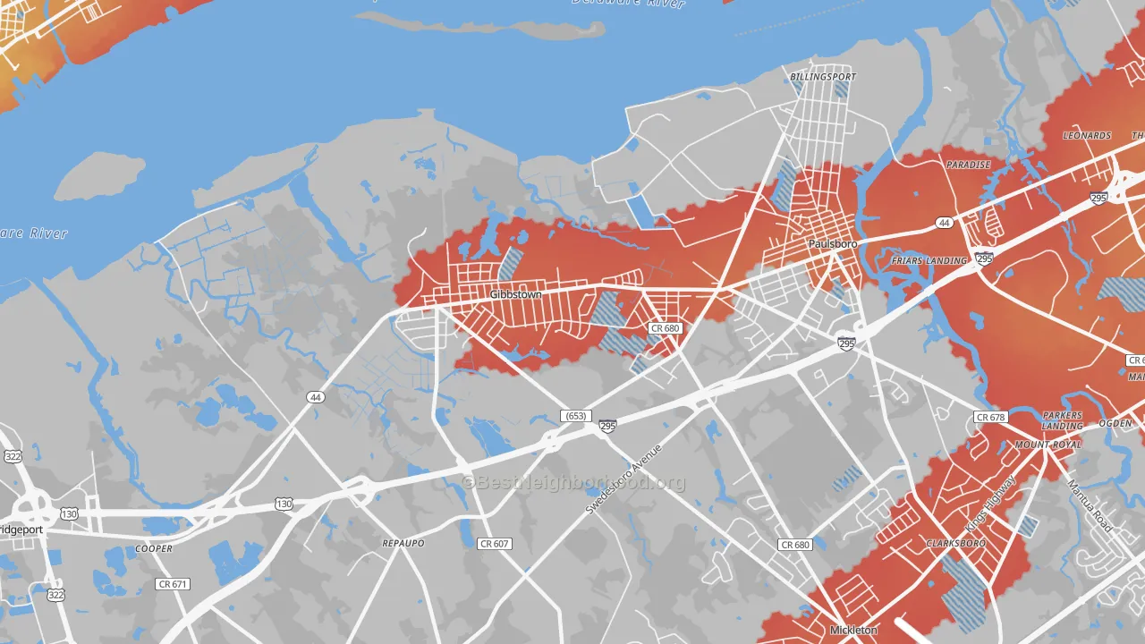 Transit Grade map of 08027, NJ