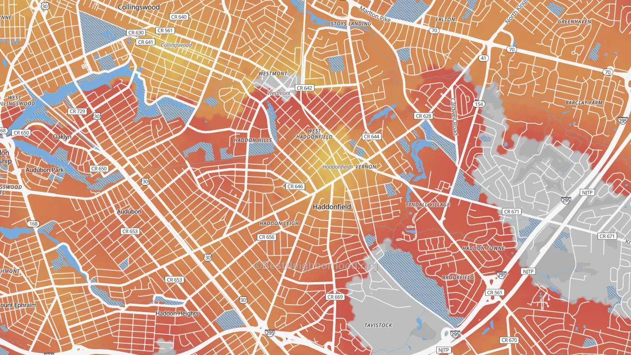 Transit Grade map of 08033, NJ