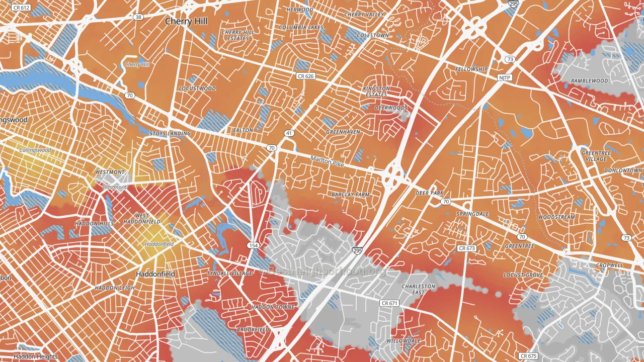 Transit Grade map of 08034, NJ
