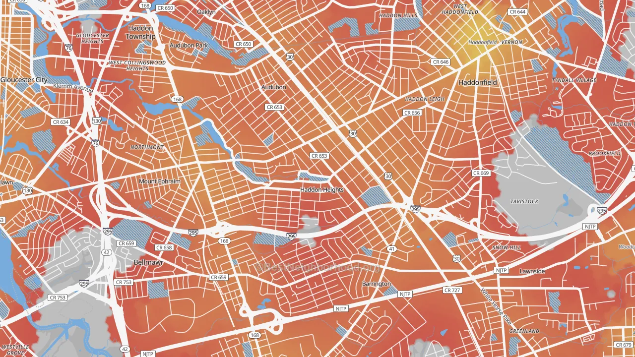 Transit Grade map of 08035, NJ