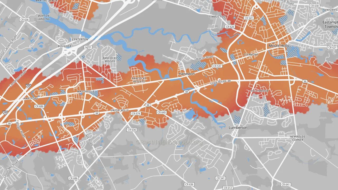 Transit Grade map of 08036, NJ