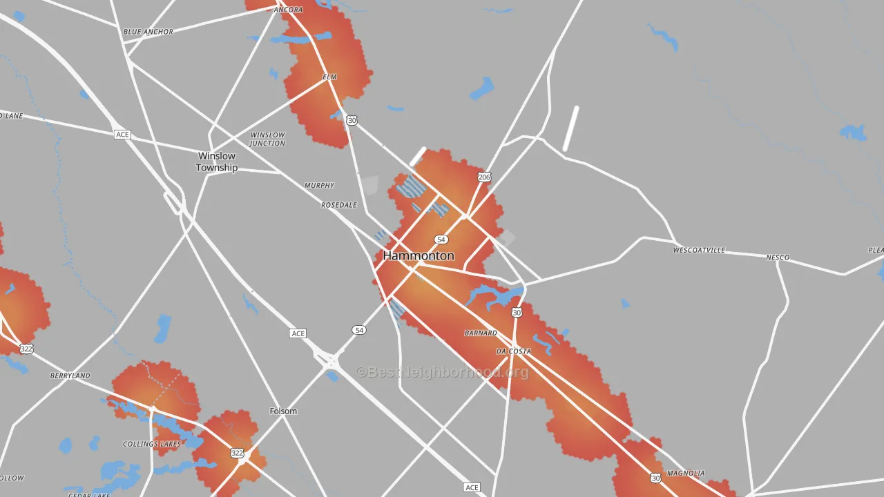 Transit Grade map of 08037, NJ