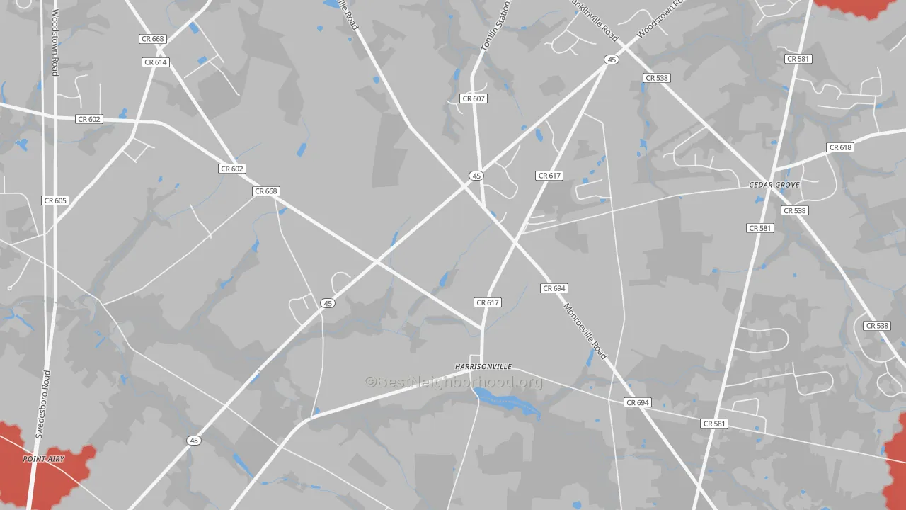 Transit Grade map of 08039, NJ