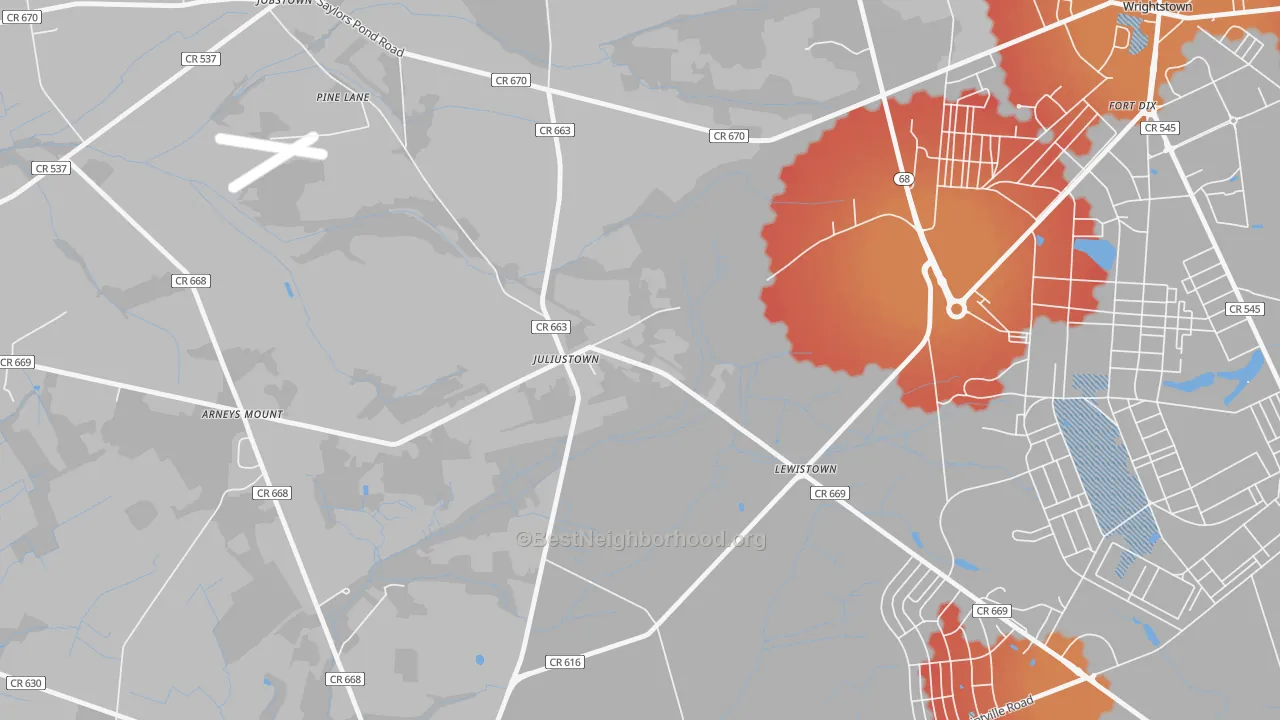 Transit Grade map of 08042, NJ