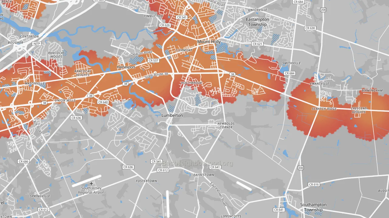 Transit Grade map of 08048, NJ