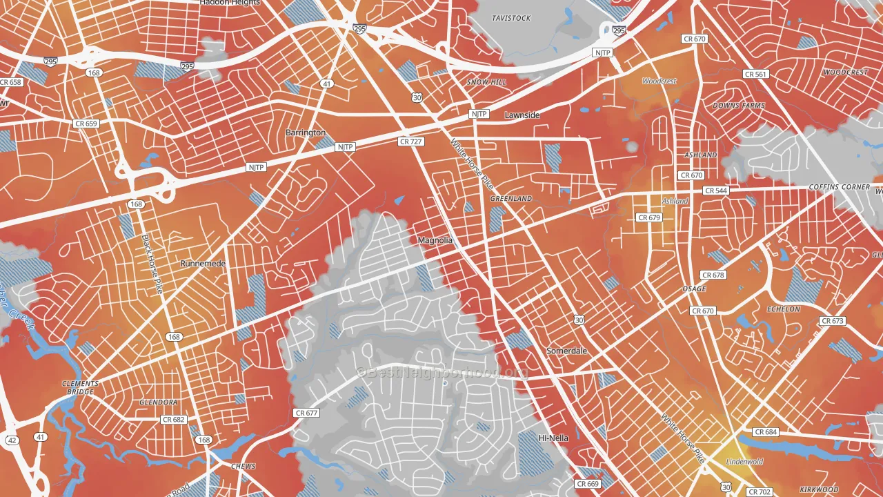 Transit Grade map of 08049, NJ