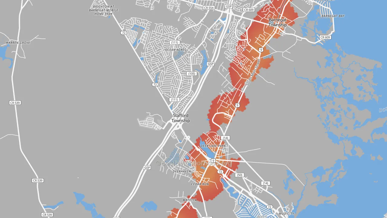 Transit Grade map of 08050, NJ