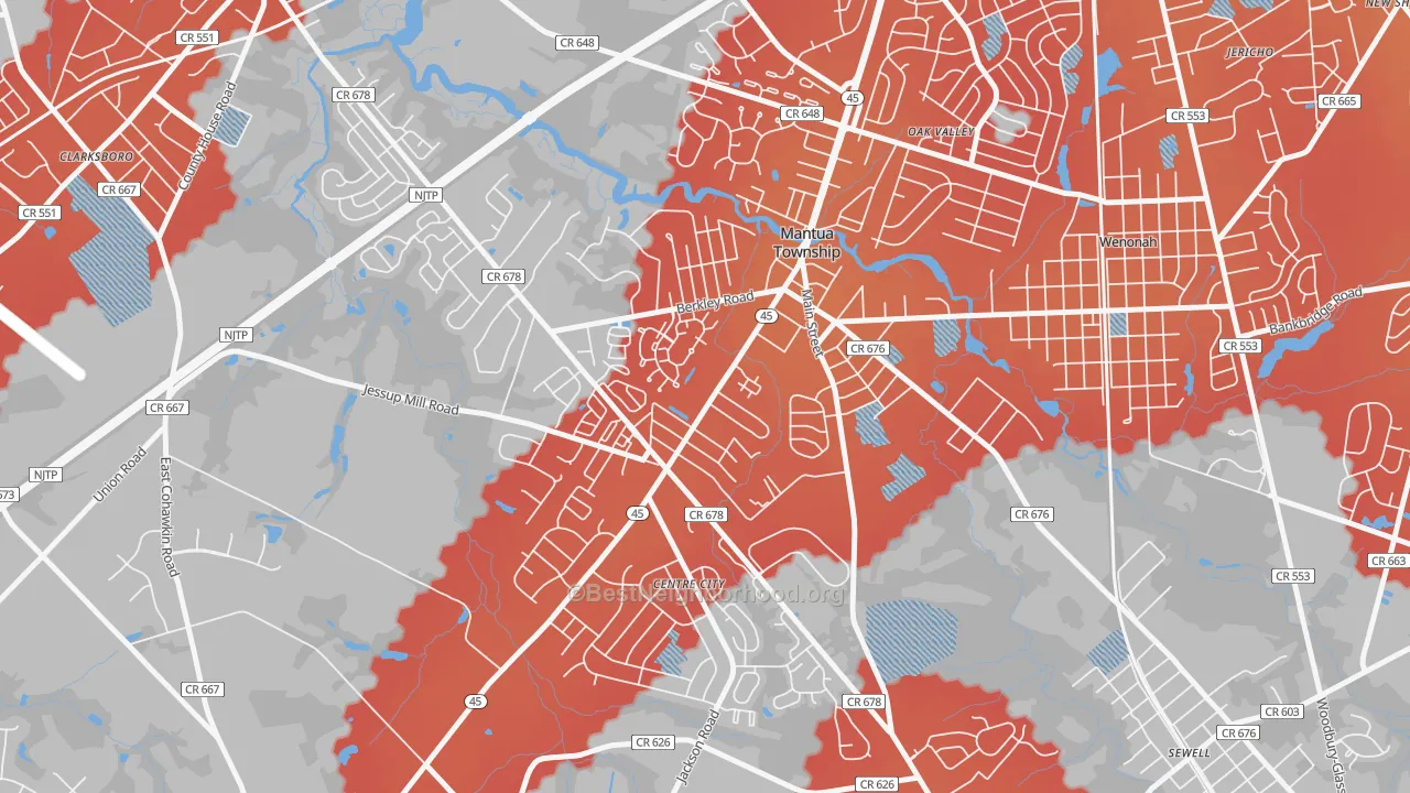 Transit Grade map of 08051, NJ