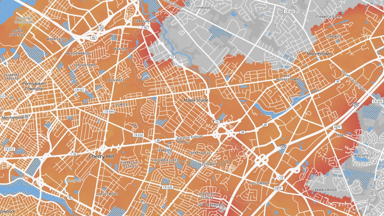 Transit Grade map of 08052, NJ