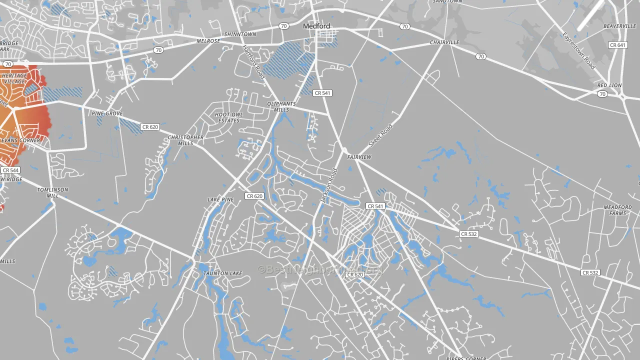 Transit Grade map of 08055, NJ