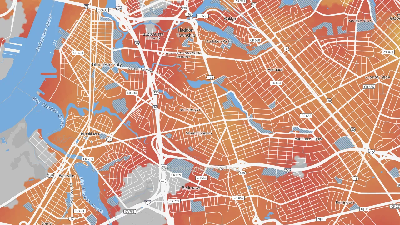 Transit Grade map of 08059, NJ