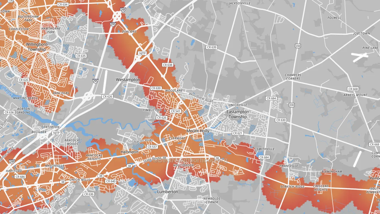 Transit Grade map of 08060, NJ