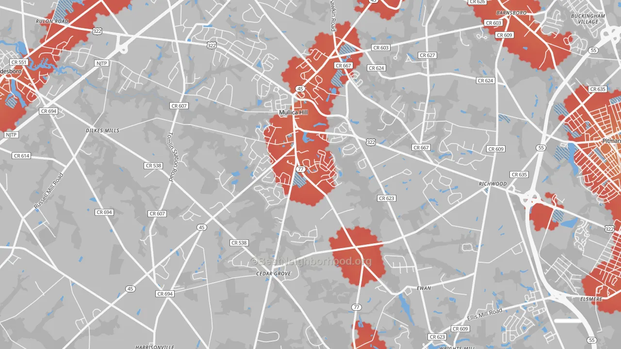 Transit Grade map of 08062, NJ