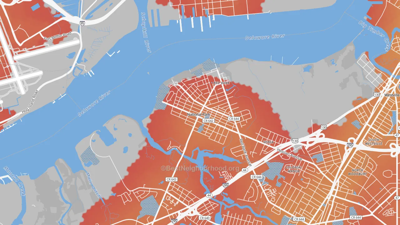 Transit Grade map of 08063, NJ