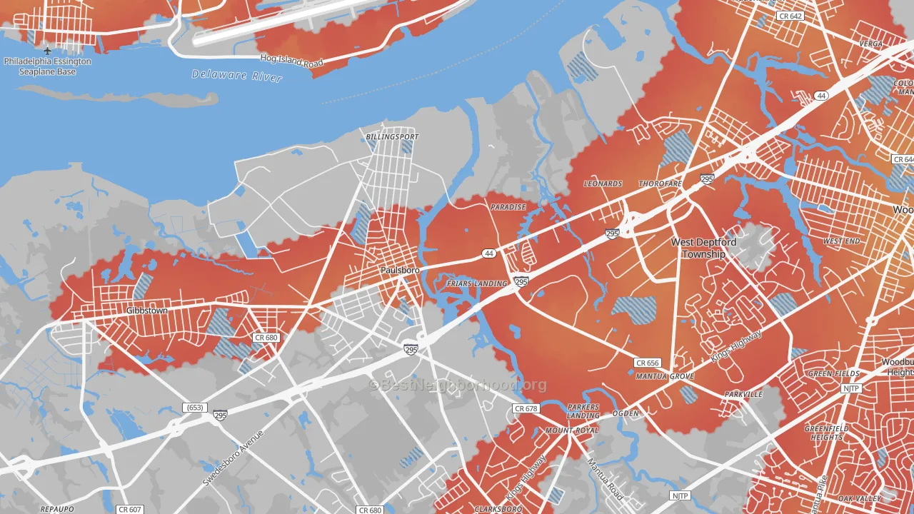 Transit Grade map of 08066, NJ