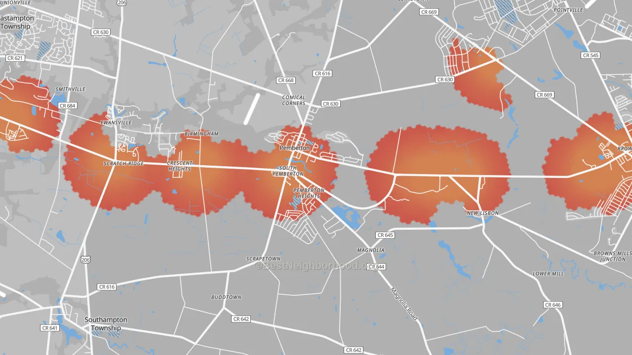 Transit Grade map of 08068, NJ