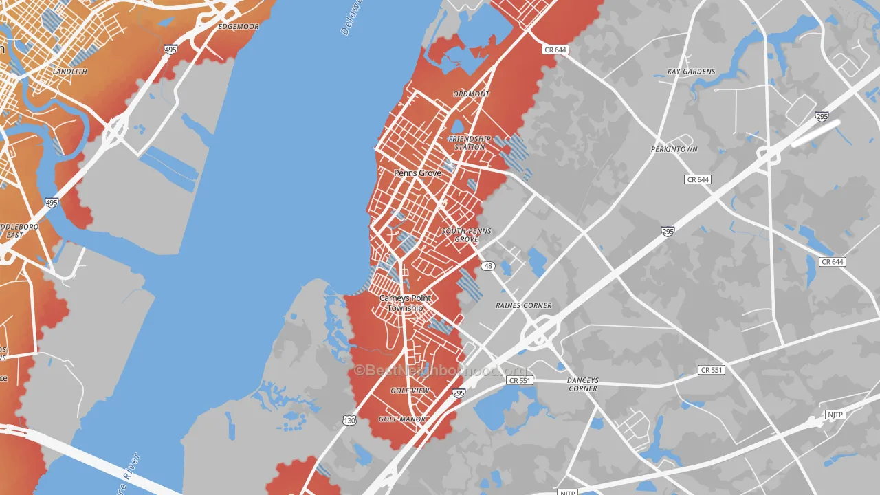 Transit Grade map of 08069, NJ