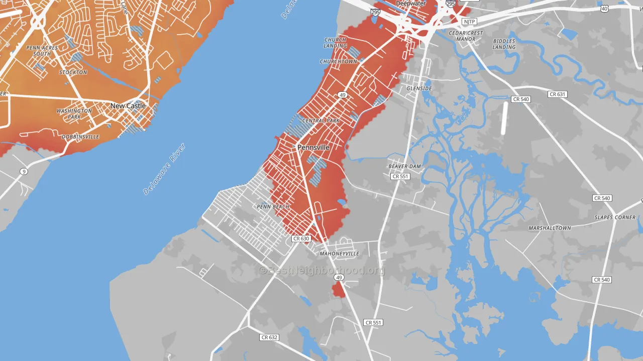 Transit Grade map of 08070, NJ