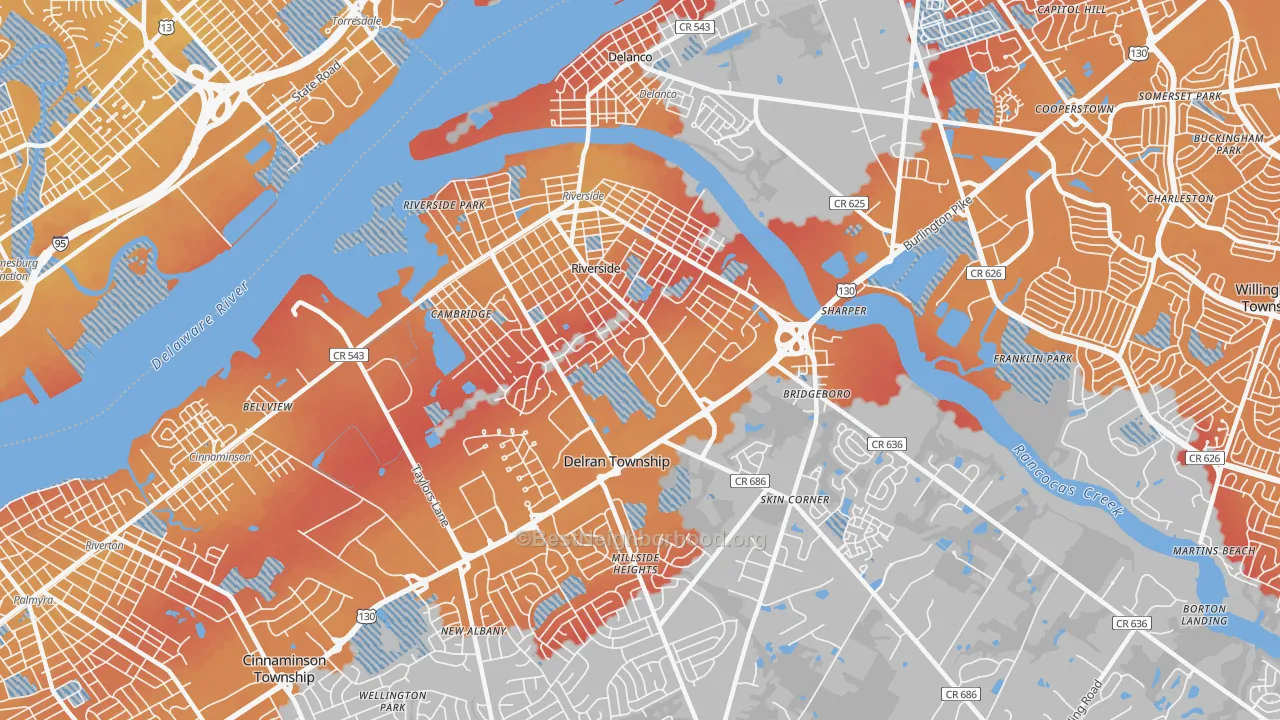 Transit Grade map of 08075, NJ