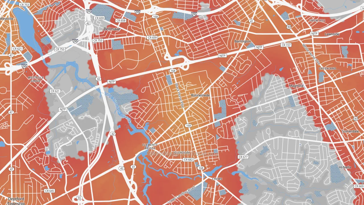 Transit Grade map of 08078, NJ