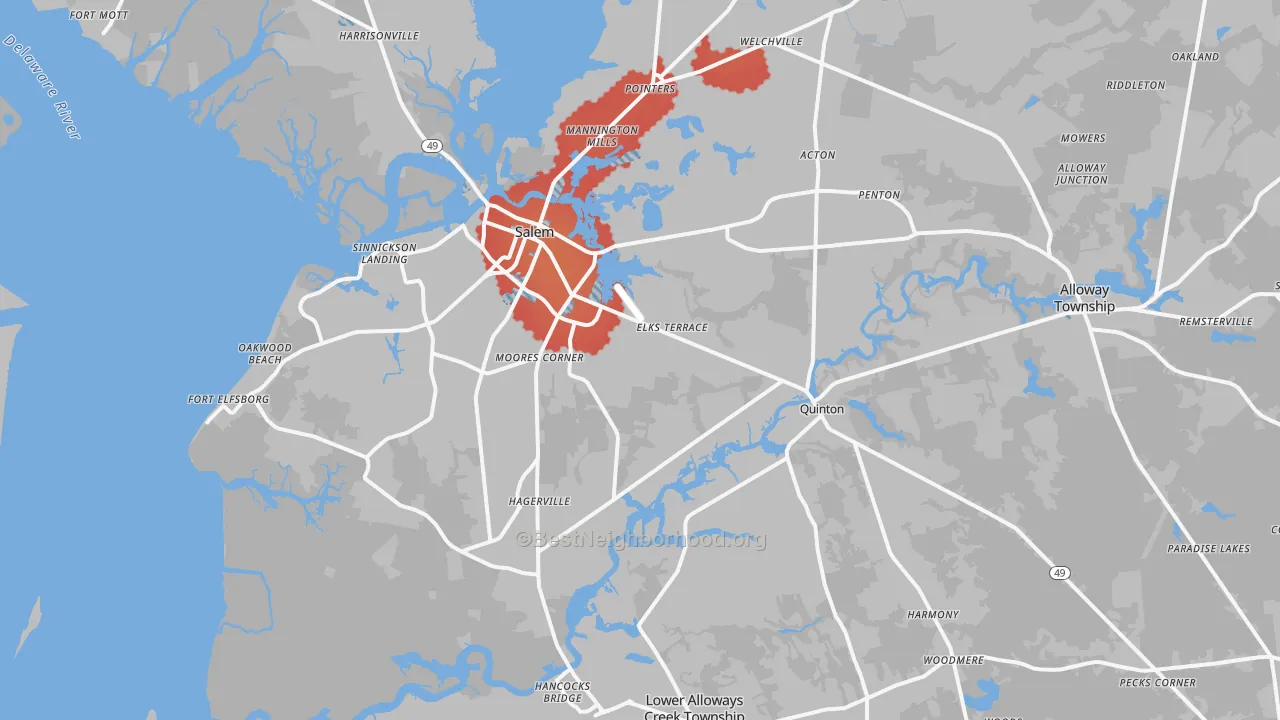 Transit Grade map of 08079, NJ